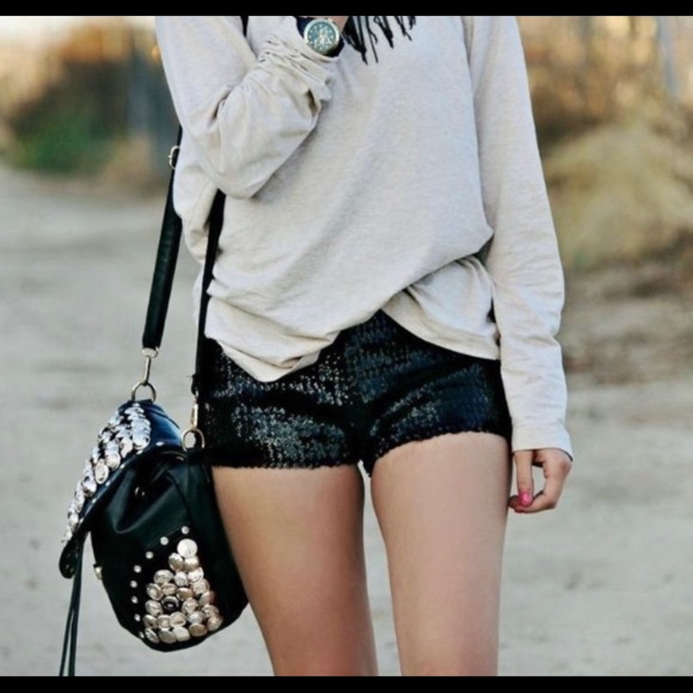 Black Sequin Shorts